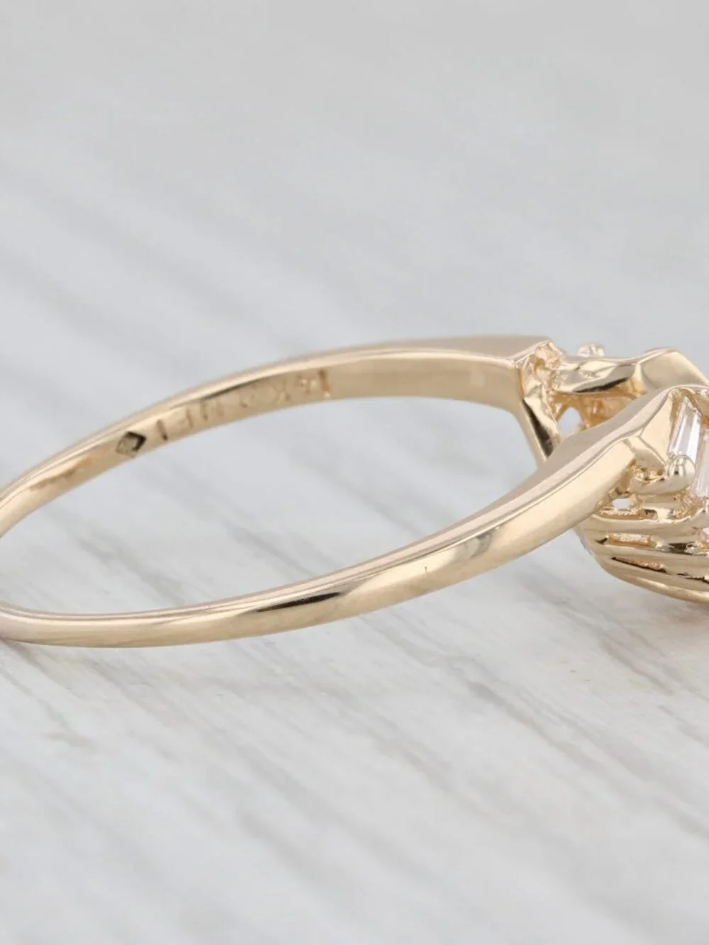 0.43ctw Diamond Baguette Ring Guard Enhancer 14k Yellow Gold Sz 10.25 Wedding